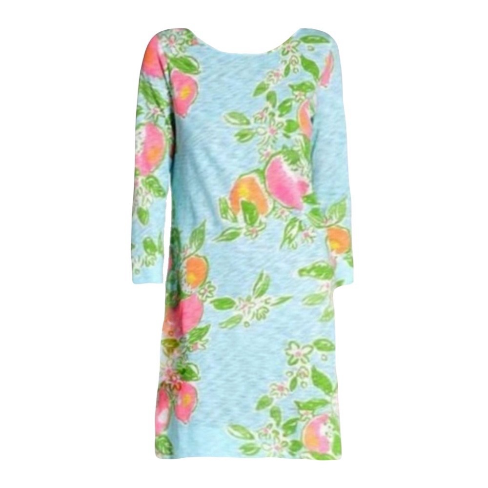 Lilly Pulitzer Marlowe Boatneck T-Shirt Dress in Pool Blue / Pink Lemonade